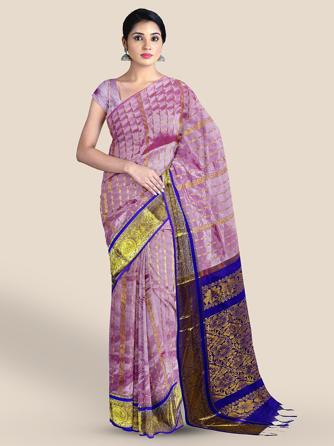 

The Chennai Silks Ethnic Woven Design Zari Pure Silk Kanjeevaram Saree, Pink