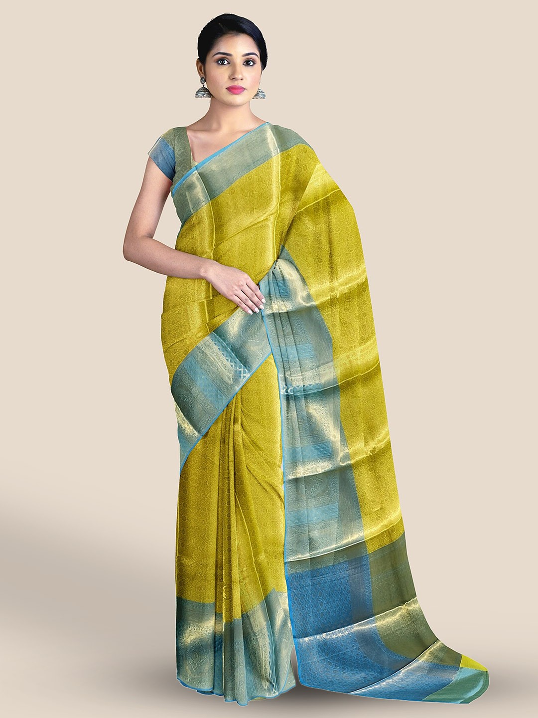 

The Chennai Silks Woven Design Zari Banarasi Saree, Yellow