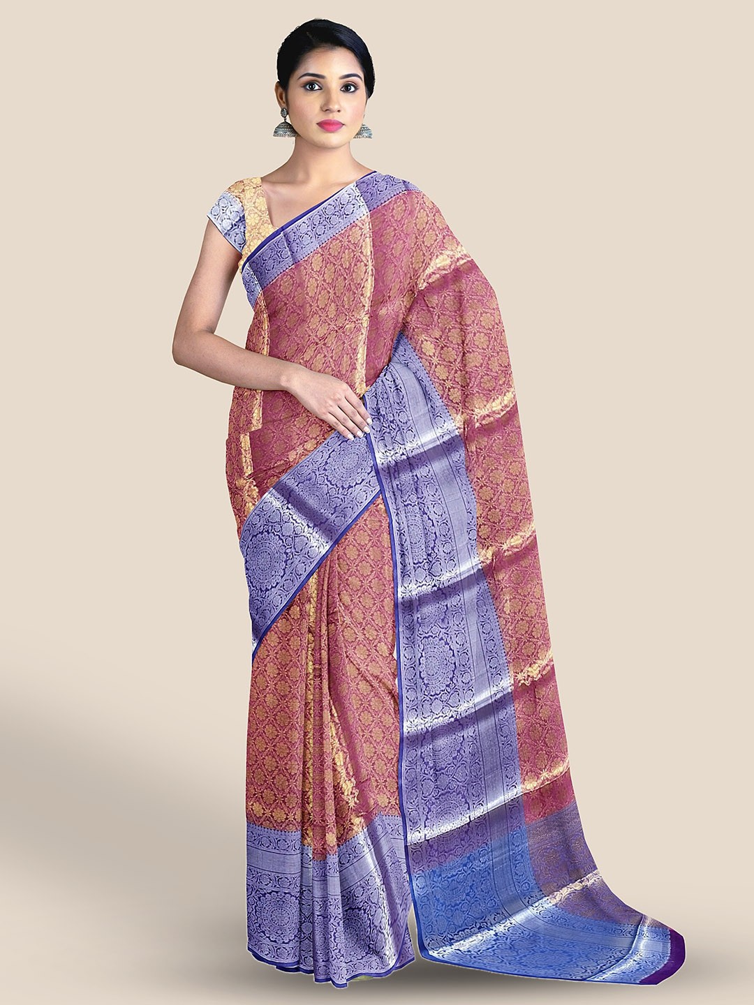 

The Chennai Silks Ethnic Motifs Woven Design Zari Banarasi Saree, Pink