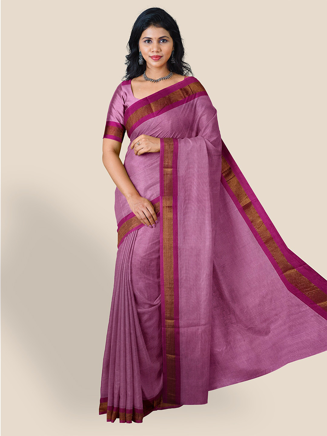 

The Chennai Silks Zari Narayan Peth Saree, Pink