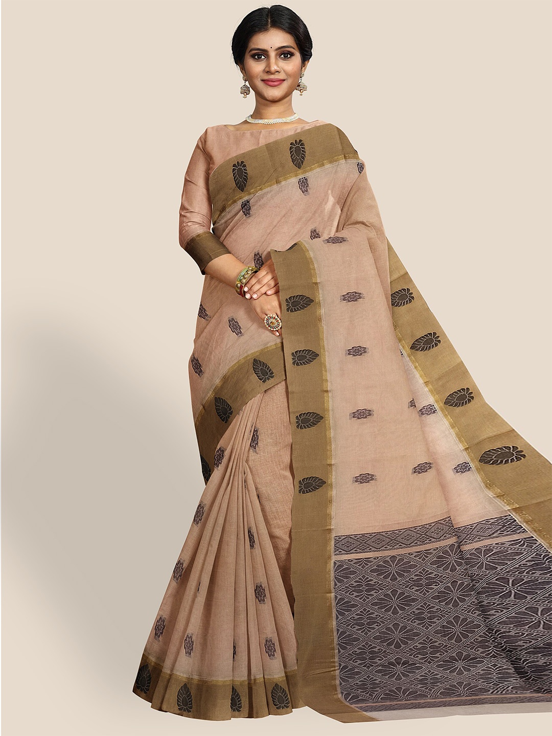 

The Chennai Silks Woven Design Pure Cotton Saree, Peach