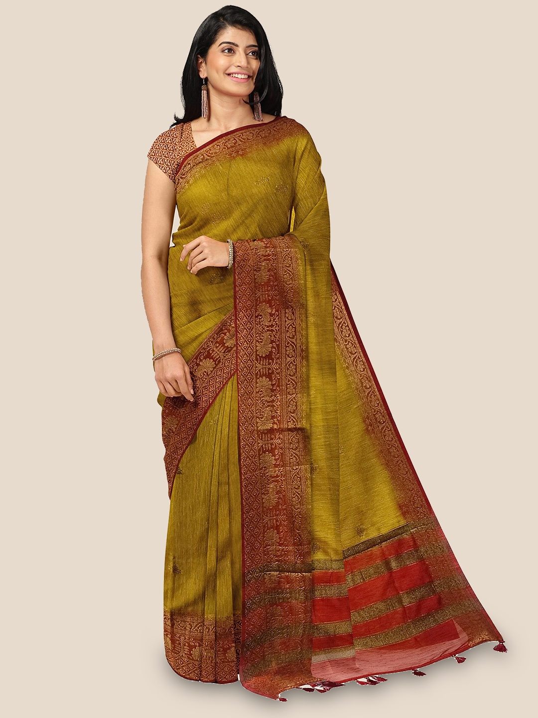 

The Chennai Silks Woven Design Zari Banarasi Saree, Mustard