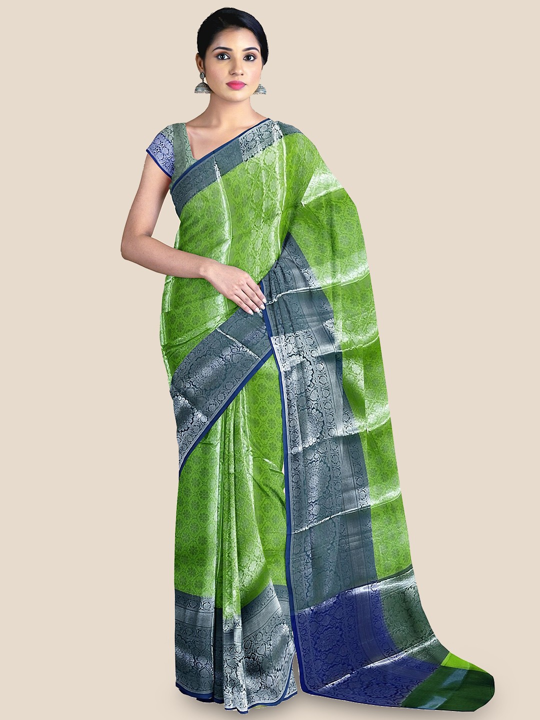 

The Chennai Silks Ethnic Motifs Woven Design Zari Banarasi Saree, Green