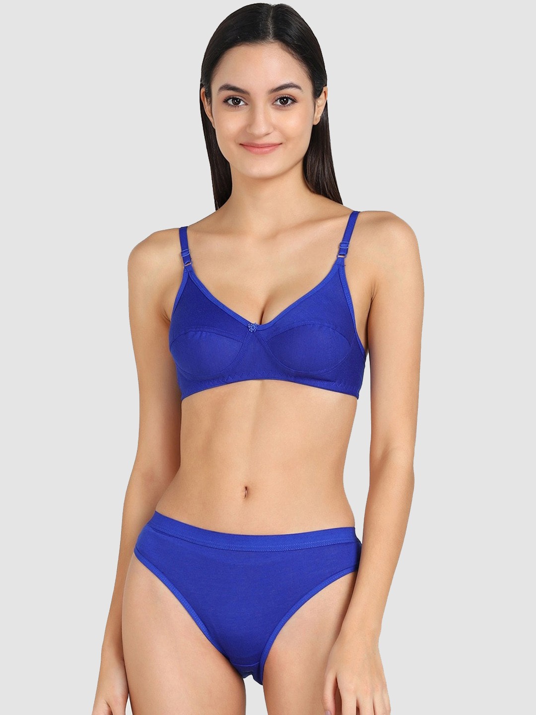 

AROUSY Non-Padded Mid-rise Cotton Lingerie Set R_Ruchi Set_Blue_38