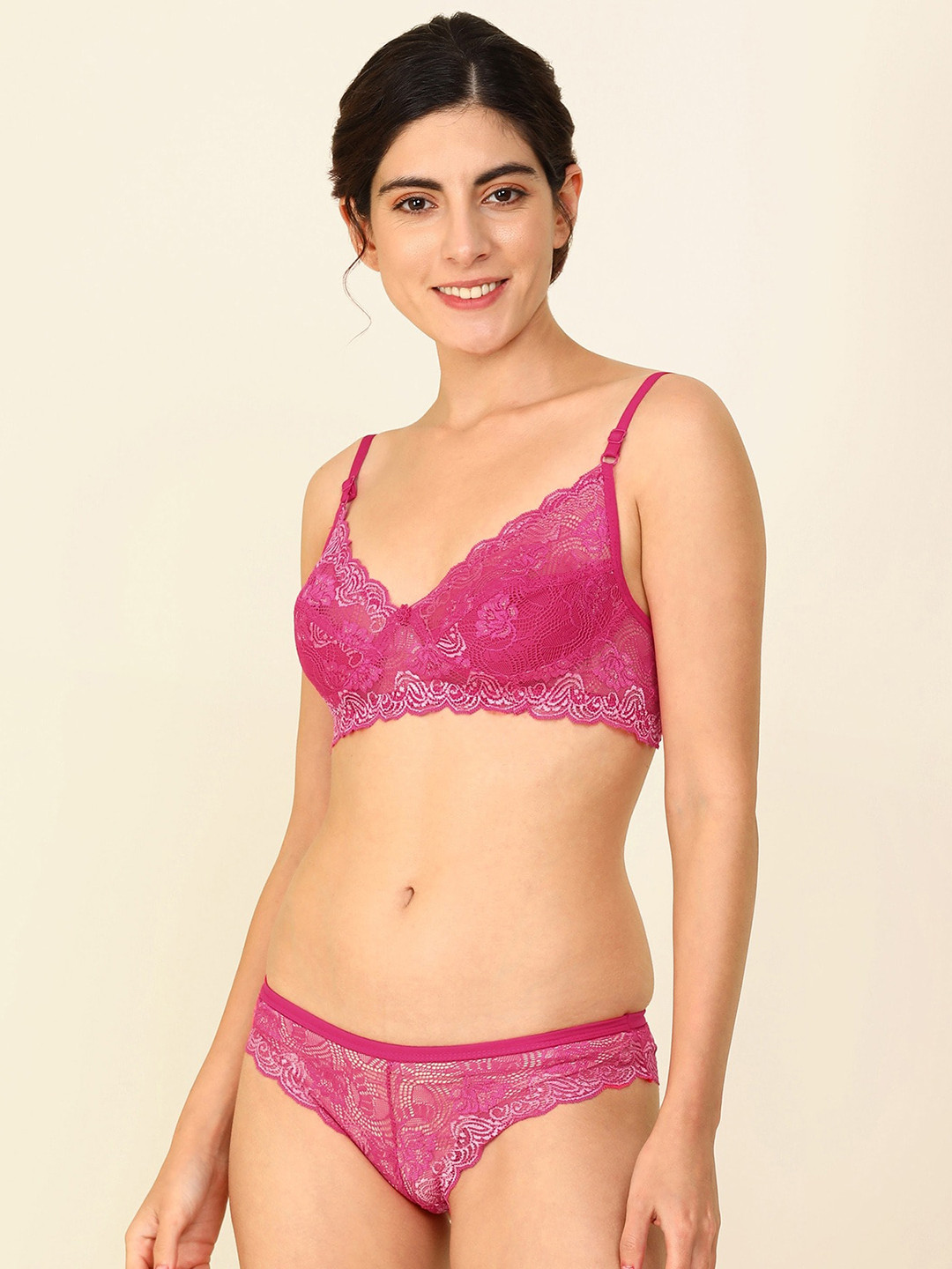 

AROUSY Self Designed Cotton Lingerie Set R_Nikkar Set_Pink_38-Pink