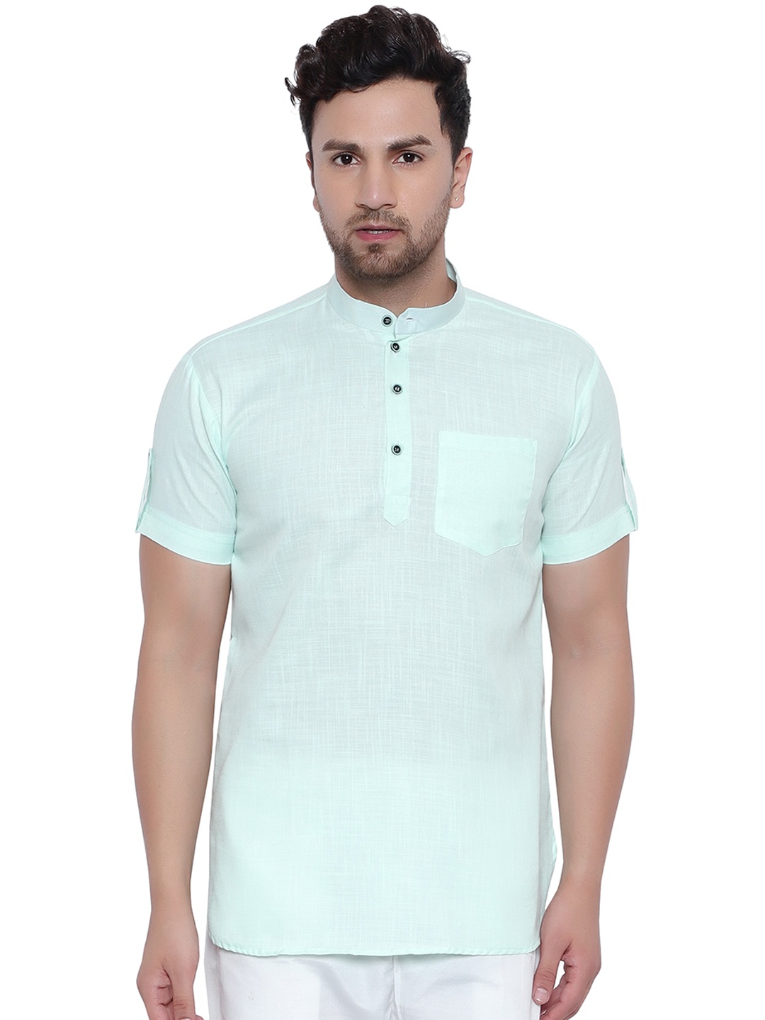 

ONNIX Band Collar Kurta, Green