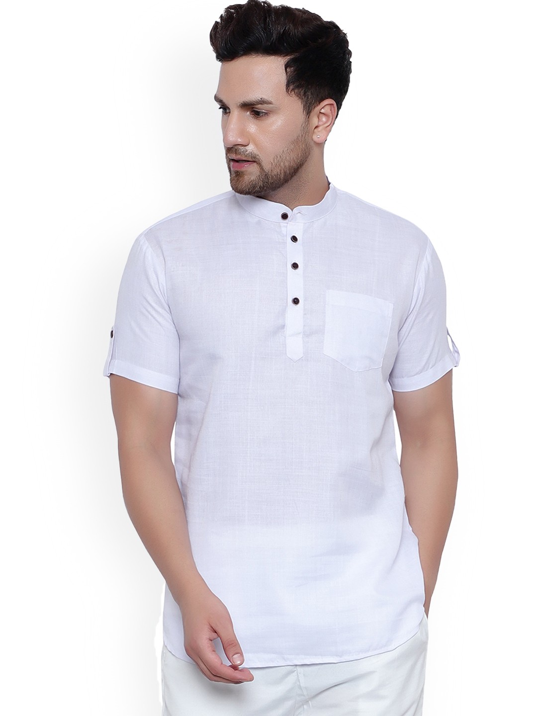 

ONNIX Band Collar Straight Kurta, White
