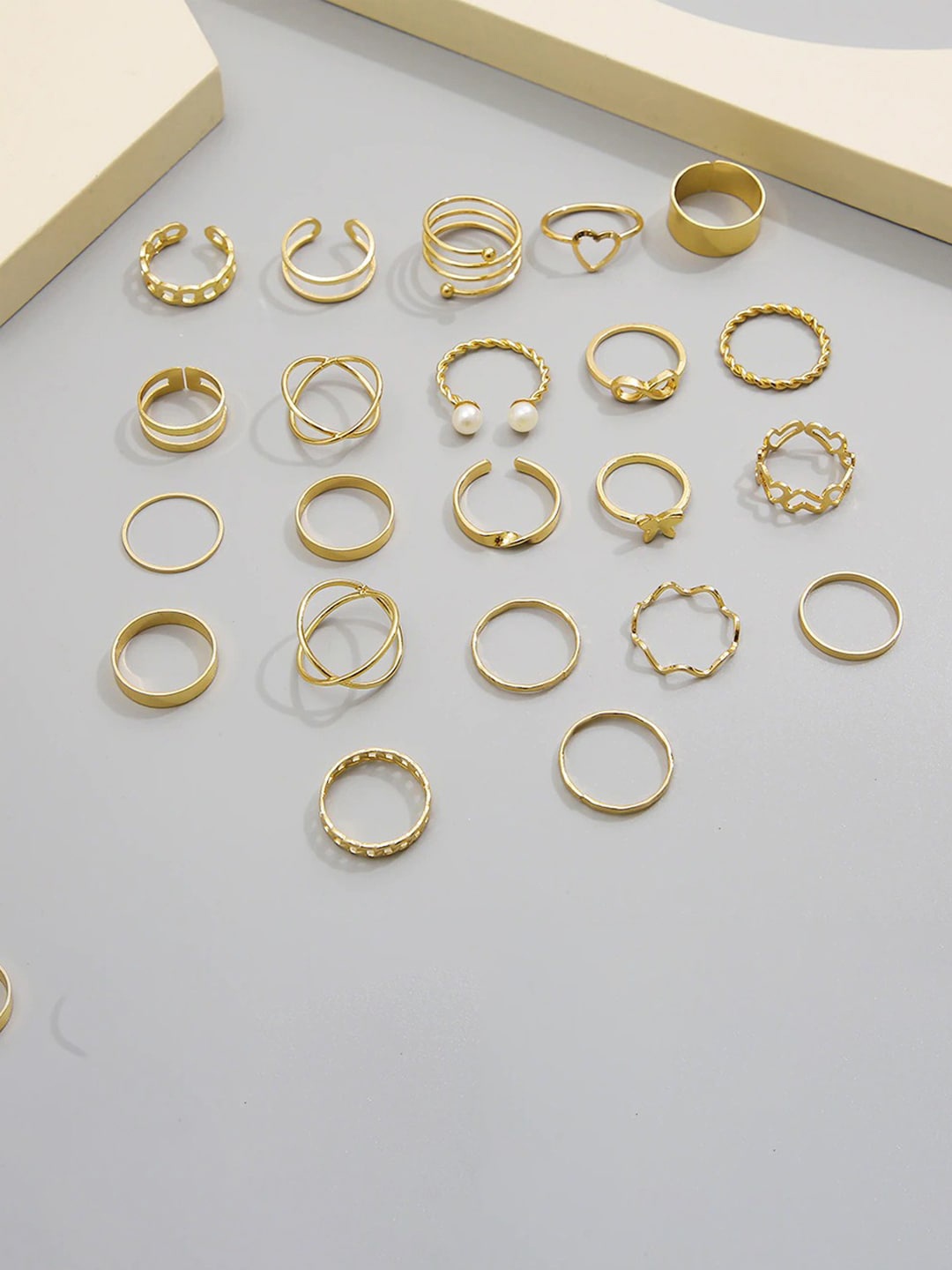 

Jewels Galaxy Set Of 23 Gold Plated Adjustable Finger Ring