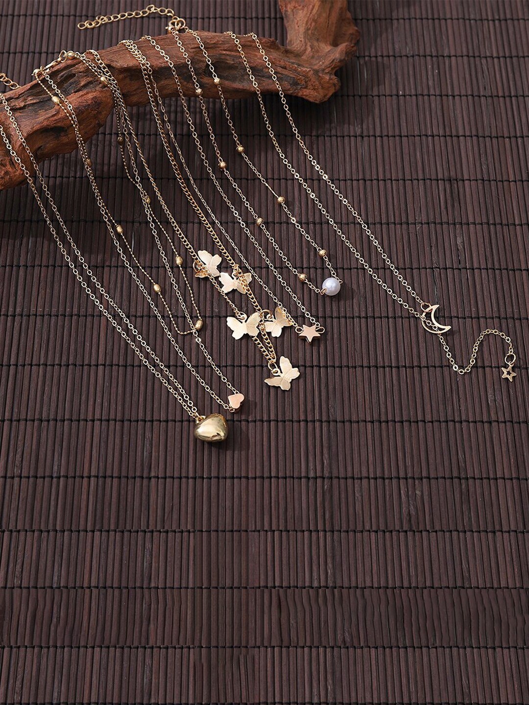 

Jewels Galaxy Set Of 6 Gold-Plated Studded Chain