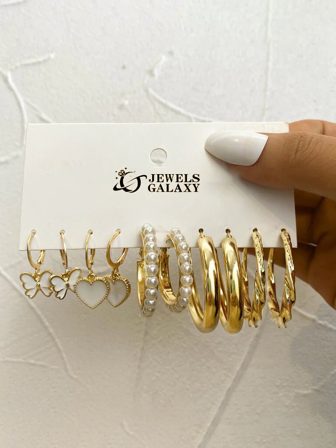 

Jewels Galaxy Set Of 5 Gold-Plated Contemporary Hoop Earrings