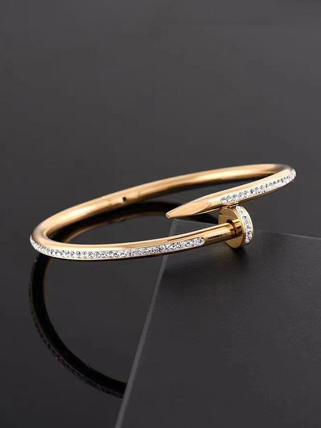 

Jewels Galaxy Gold-Plated Stone Studded Cuff Bracelet