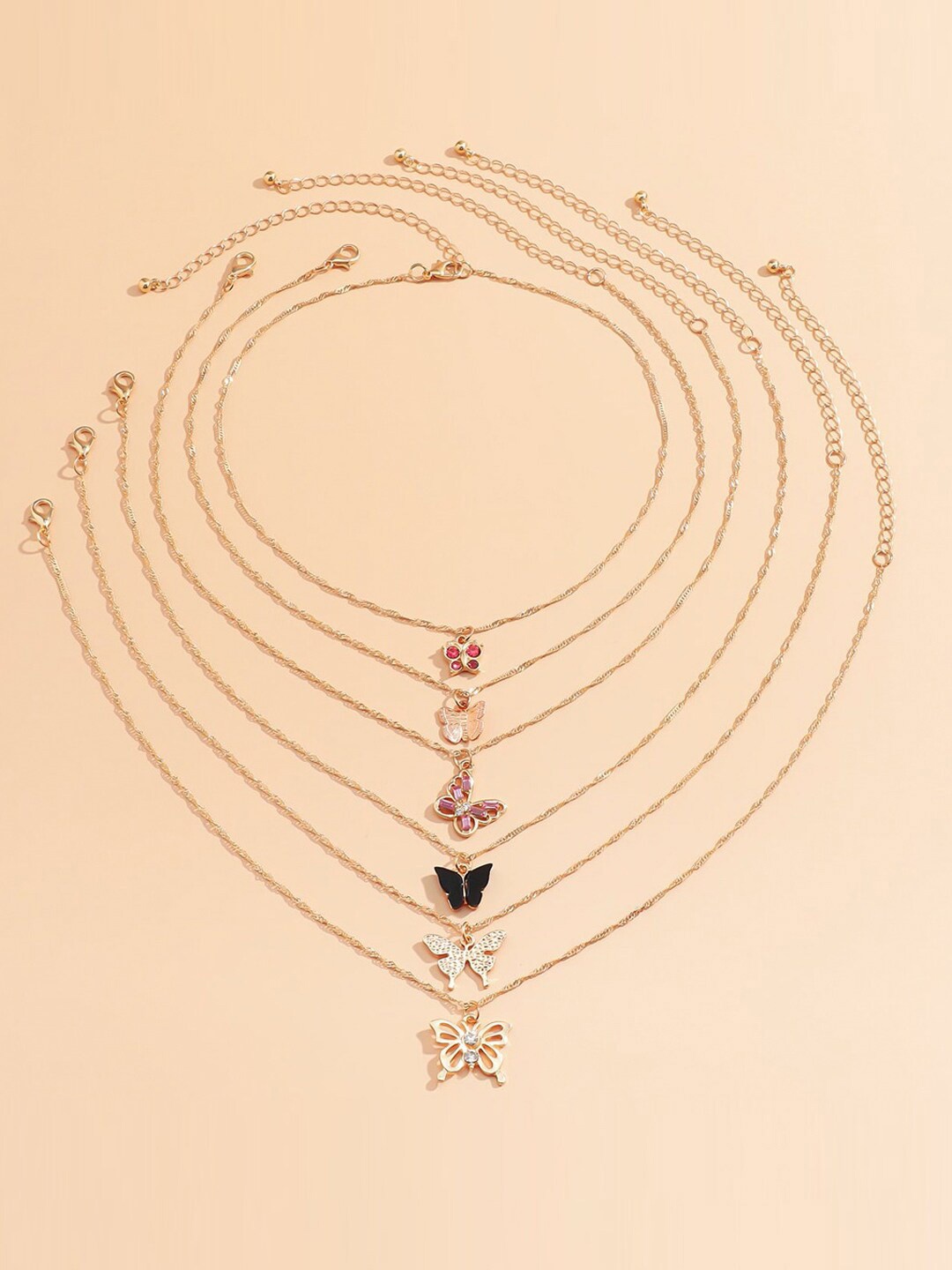 

Jewels Galaxy Set Of 6 Gold-Plated Studded Chain