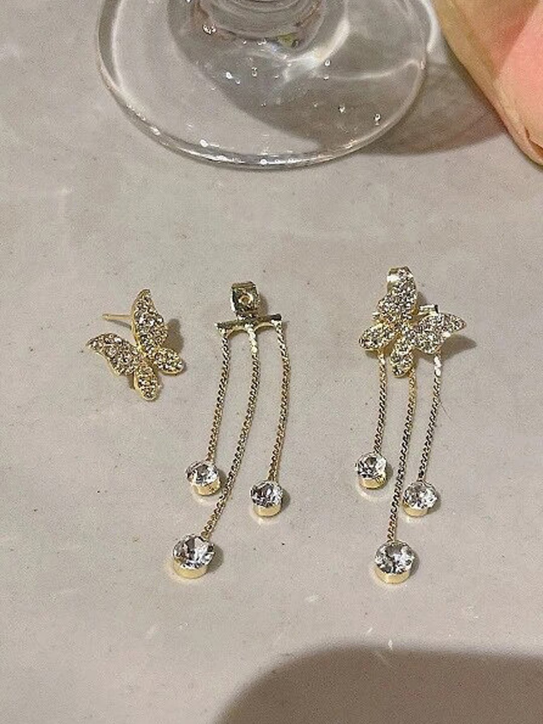 

Jewels Galaxy Gold-Plated Butterfly Shaped Drop Earrings