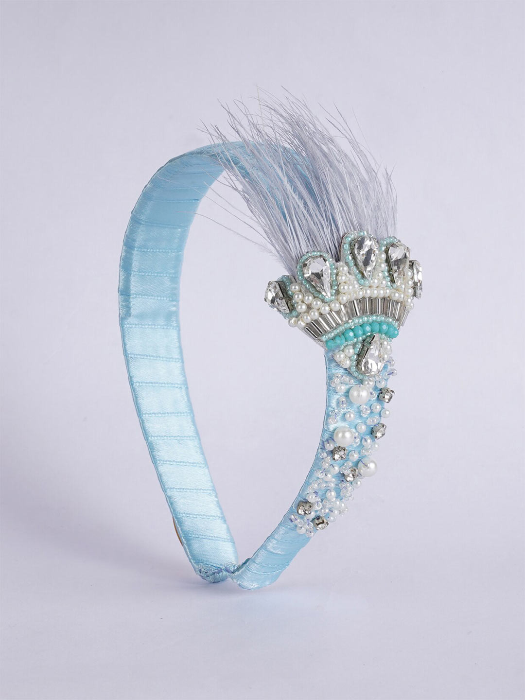 

Choko Girls Kundan And Beads Embellished Hairband, Turquoise blue