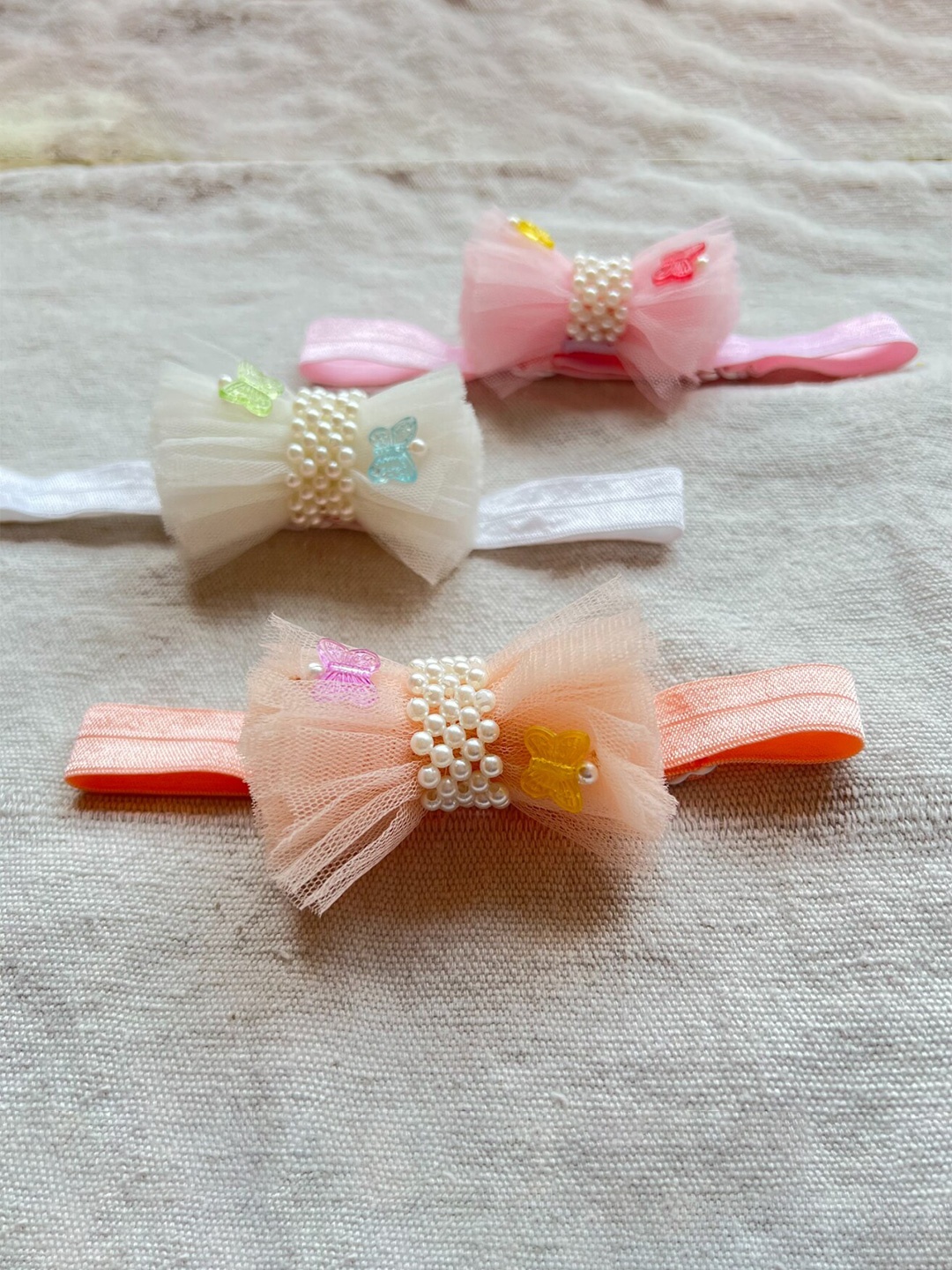 

Choko Girls Set of 3 Embellished Hairband, Pink