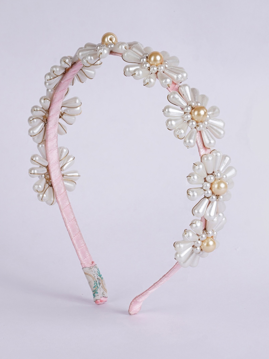 

Choko Girls Pink & Off White Beaded Hairband