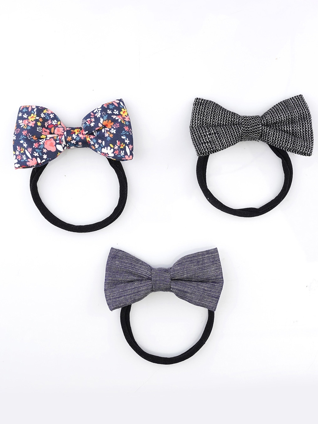 

Choko Girls Set of 3 Bow Detail Ponytail Holders, Black