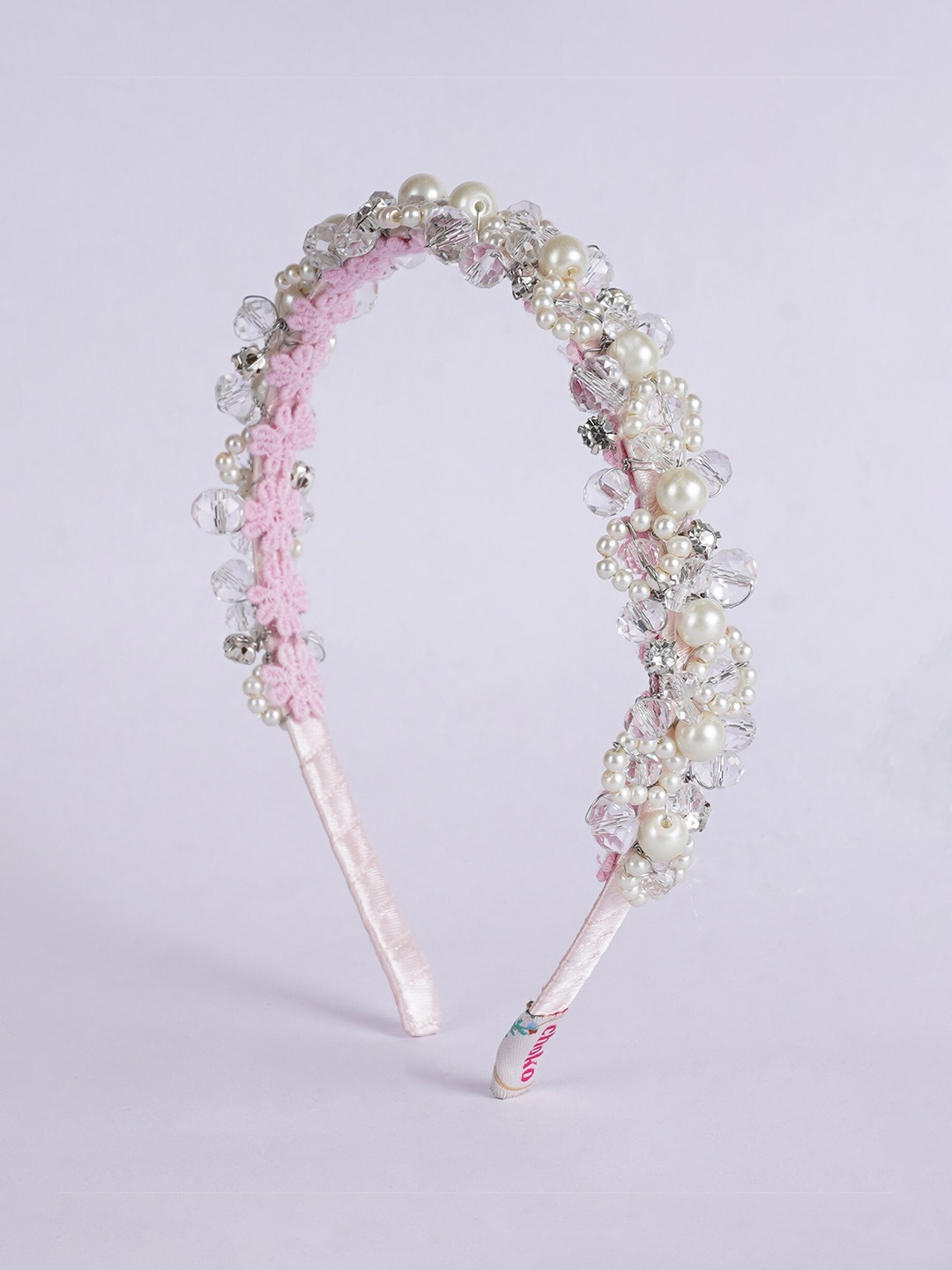 

Choko Girls Beaded Embellished Hairband, Pink