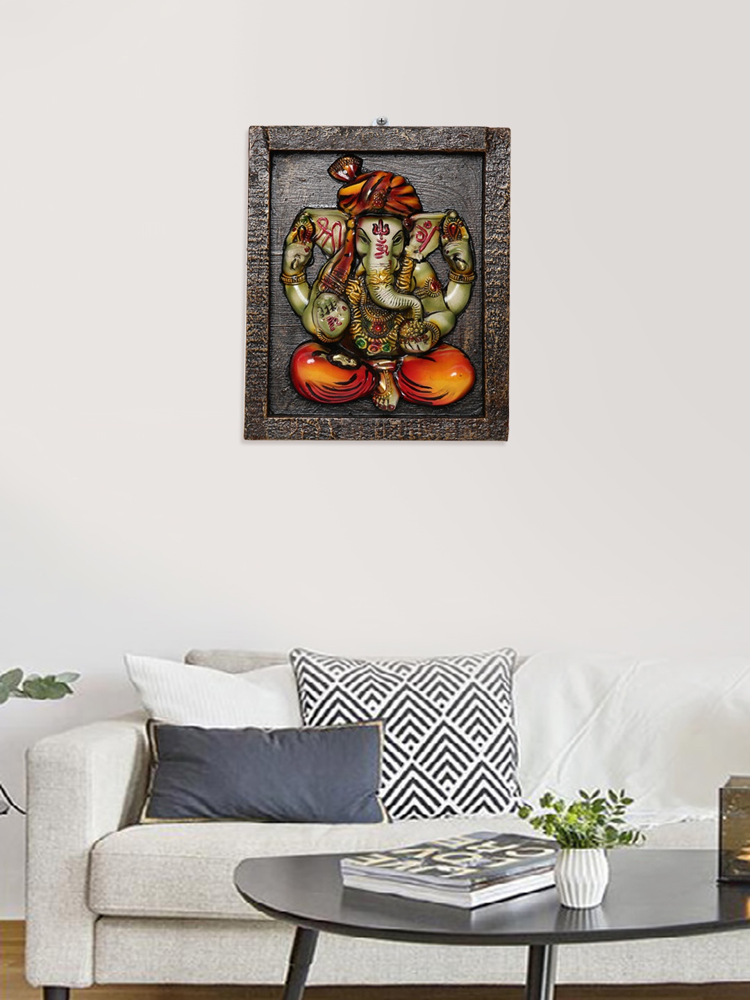 

Unravel India Brown & Multi Wooden Ganesha Wall Painting