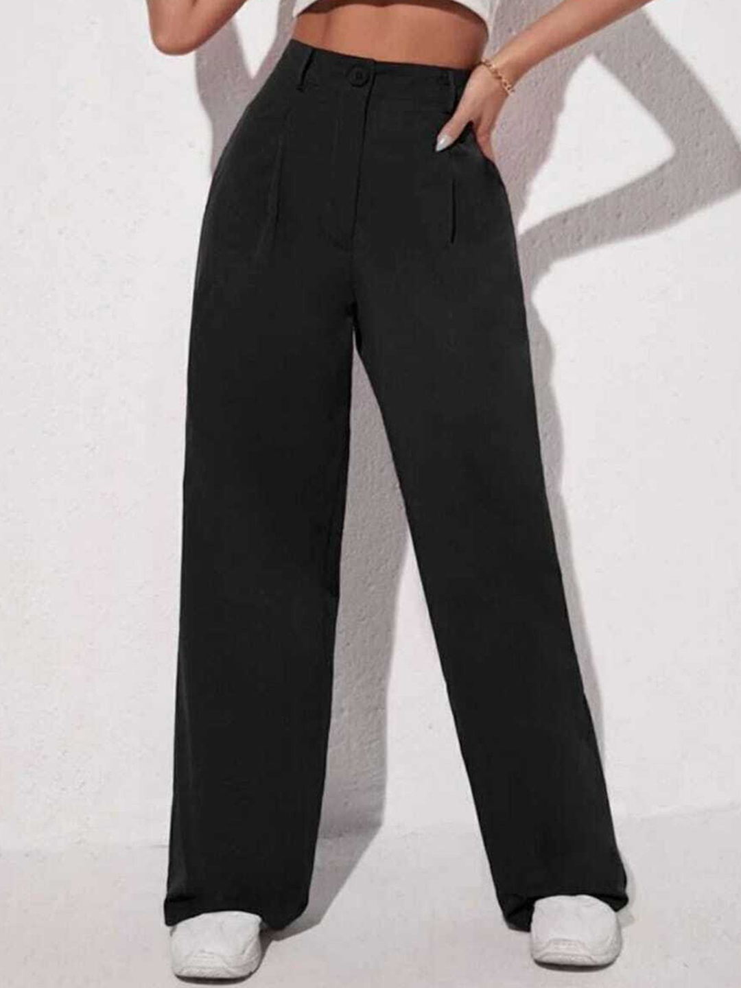 

BROADSTAR Women Pleated Korean Pants, Black