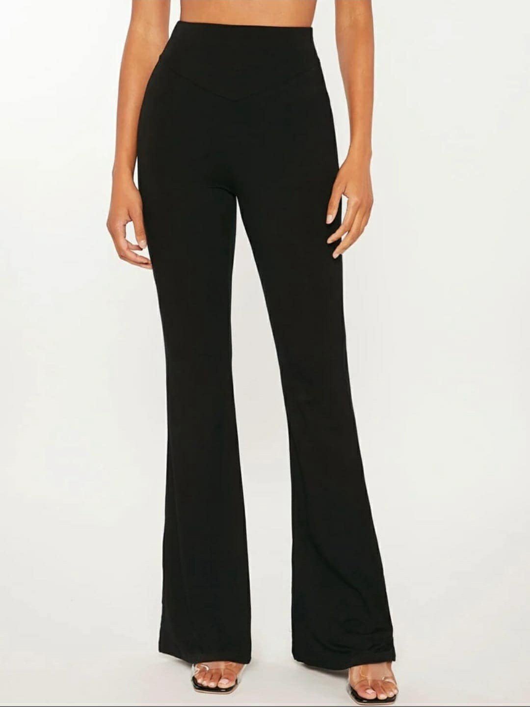 

BROADSTAR Women High-Rise Relaxed Straight Leg Flared Bootcut Trousers, Black