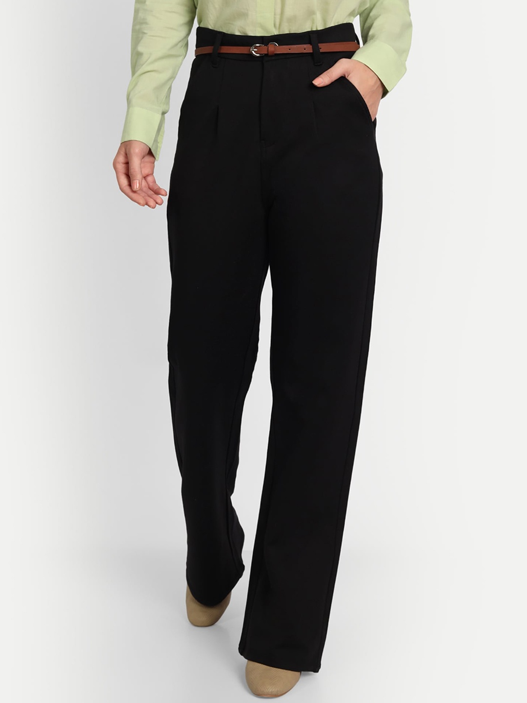

BROADSTAR Women Pleated Korean Pants, Black
