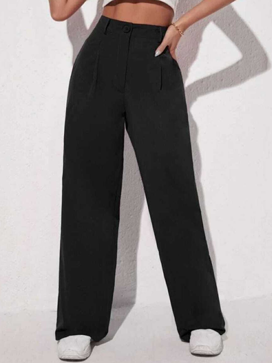 

BROADSTAR Women Pleated Korean Pants, Black