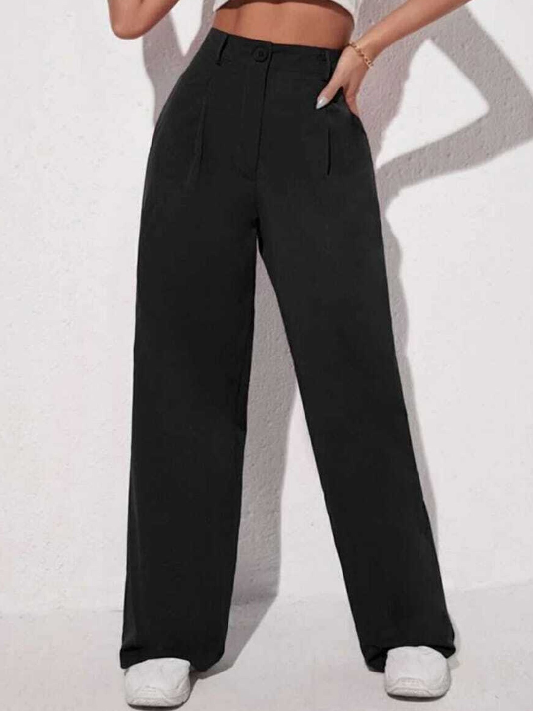 

BROADSTAR Women Pleated Korean Pants, Black