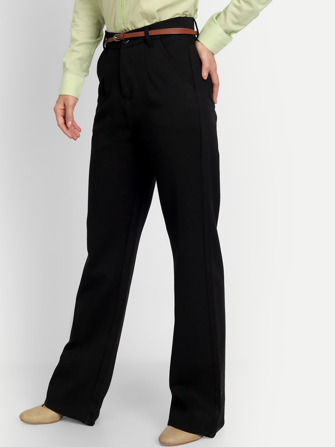 

BROADSTAR Women Pleated Korean Pants, Black