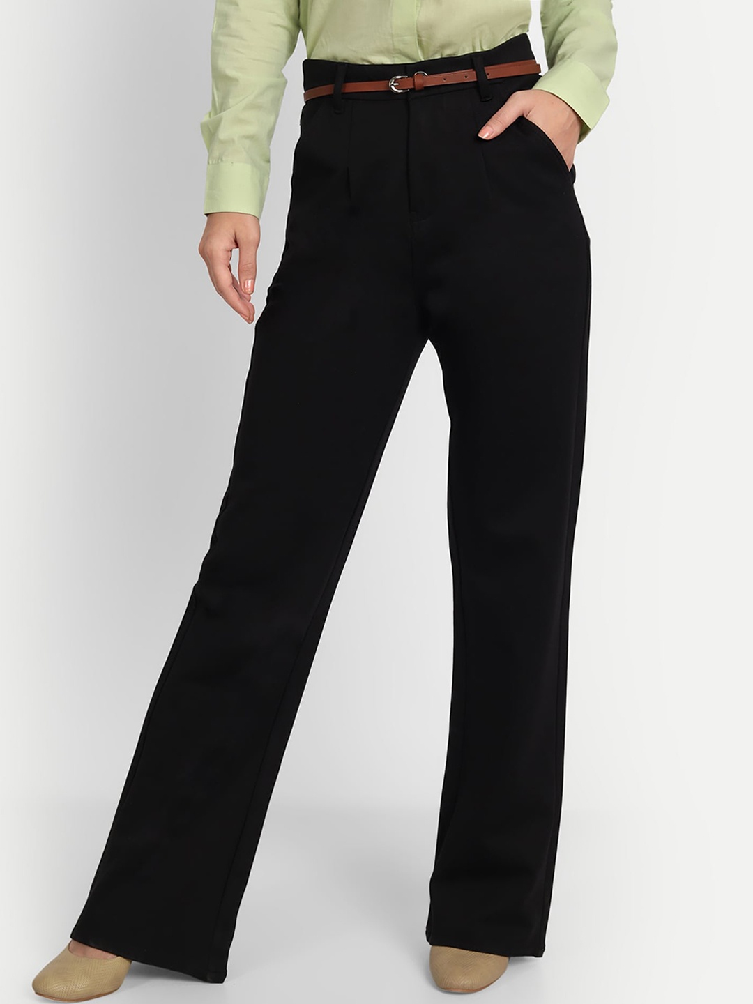 

BROADSTAR Women Pleated Korean Pants, Black