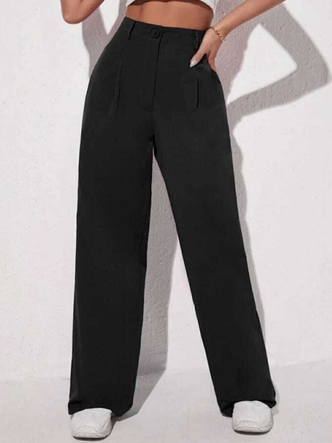 

BROADSTAR Women Pleated Korean Pants, Black