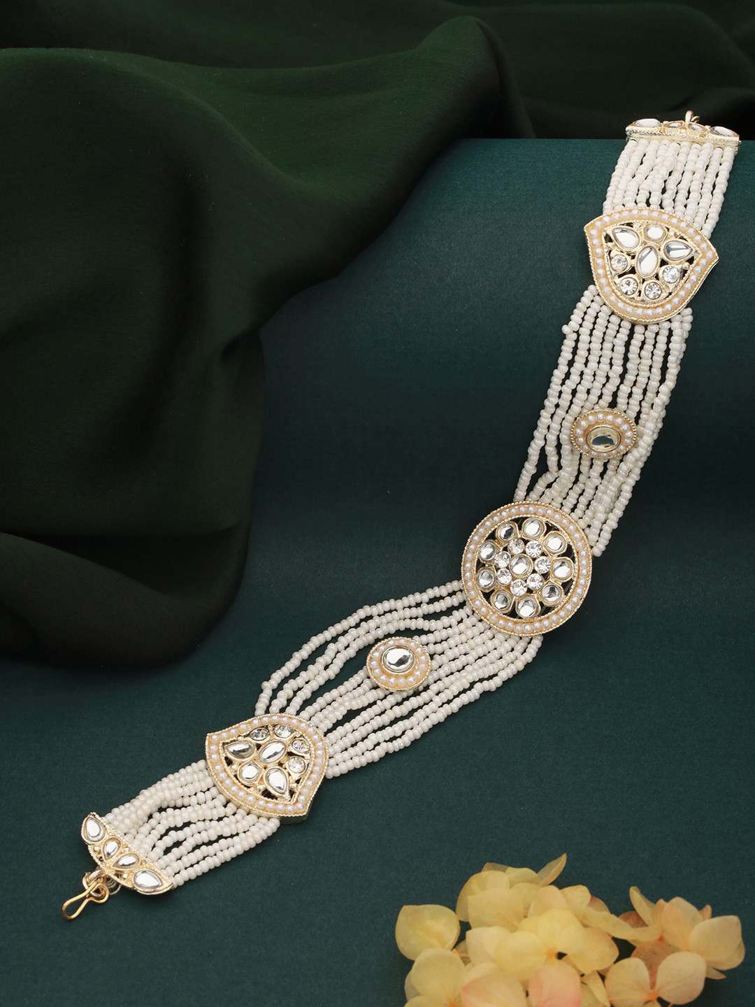 

Aadvik Designs Gold-Plated Kundan-Studded & Beaded Sheeshphool