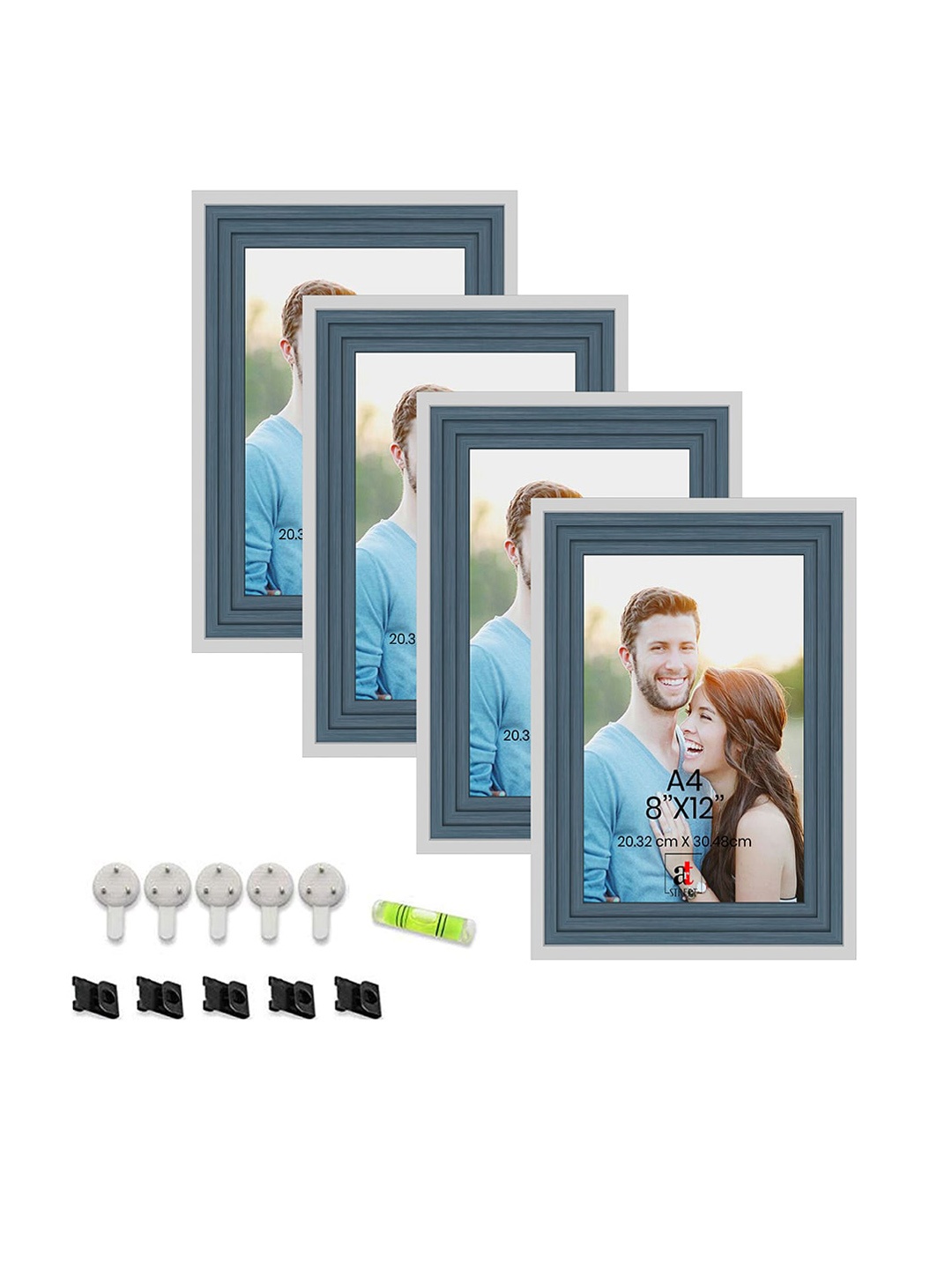 

Art Street 4-Pcs Blue & White A4 Size Wooden Photo Frames