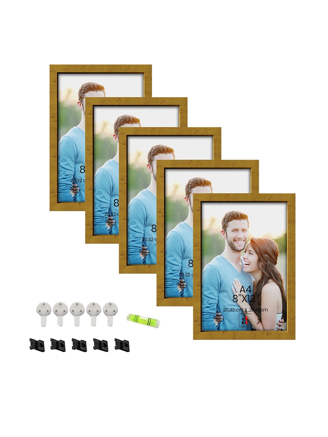 

Art Street Brown 4 Pieces Wooden Photo Frames, Gold