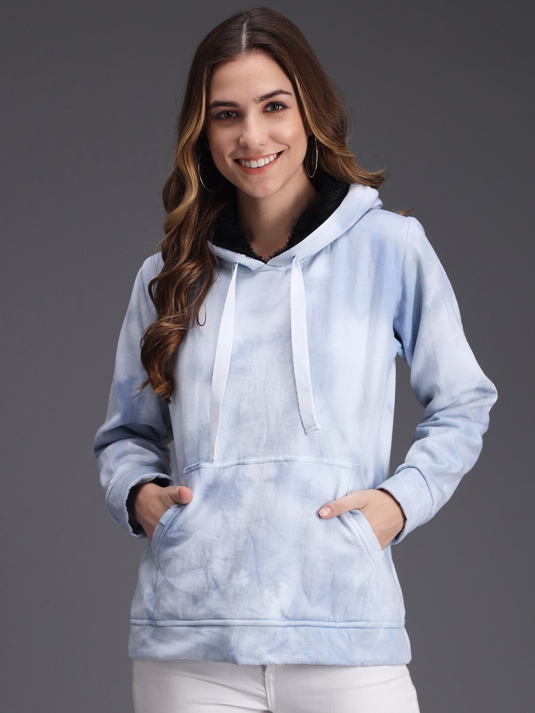 

BAESD Printed Hooded Fleece Sweatshirt, Blue
