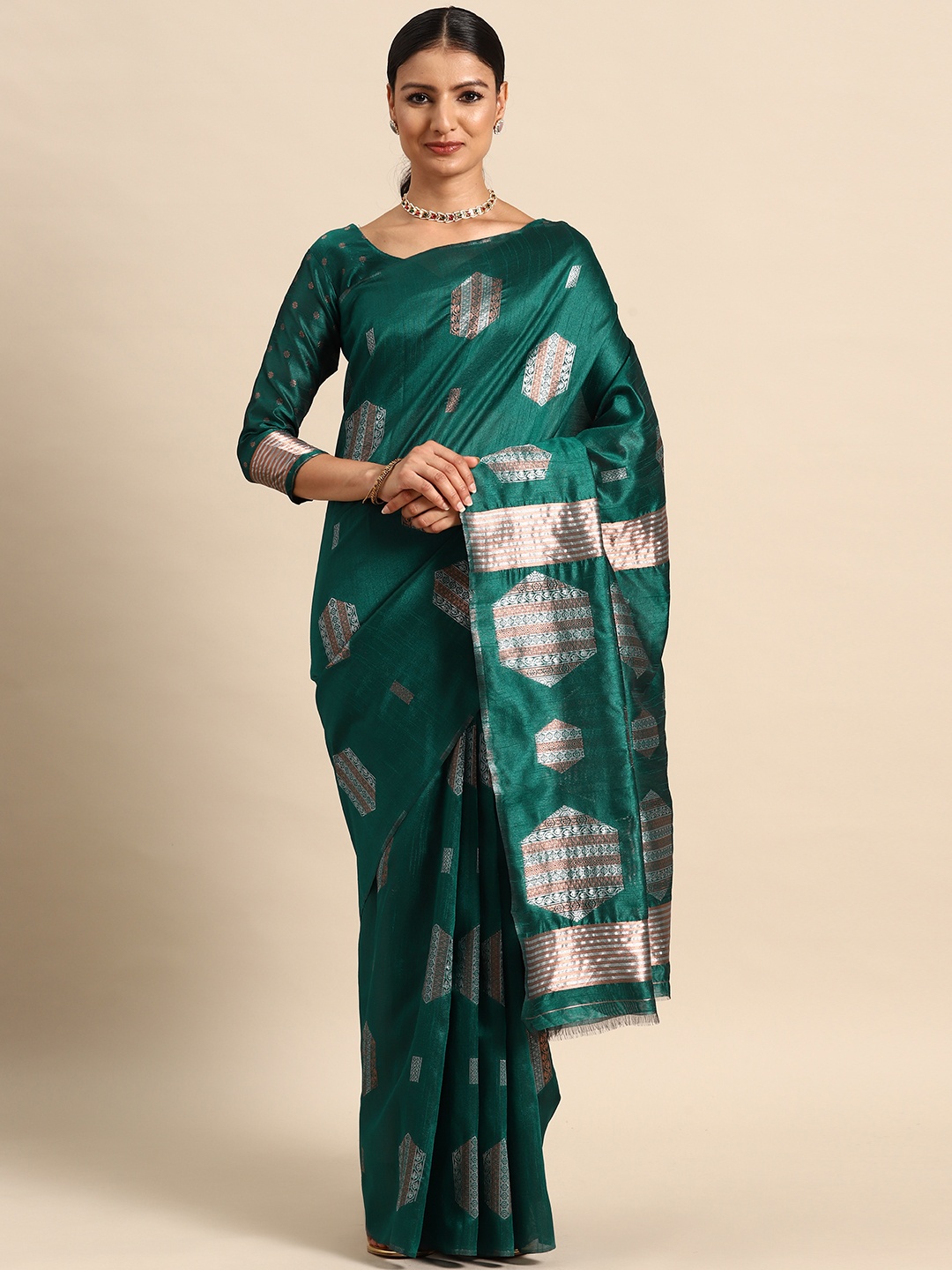 

Mitera Zari Kota Saree, Teal