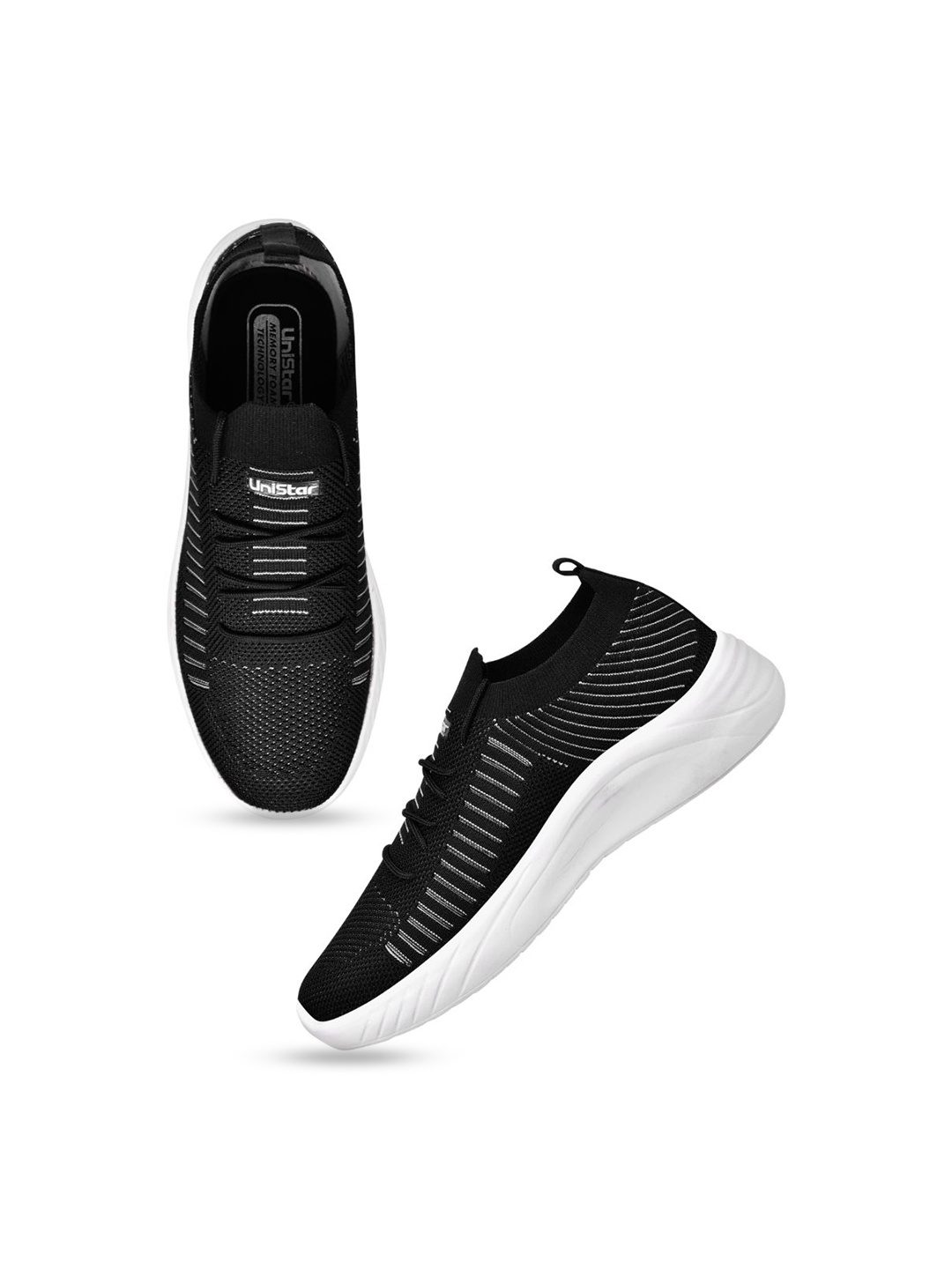 

UNISTAR Men Mesh Memory Foam Insole Non-Marking Walking Shoes, Black