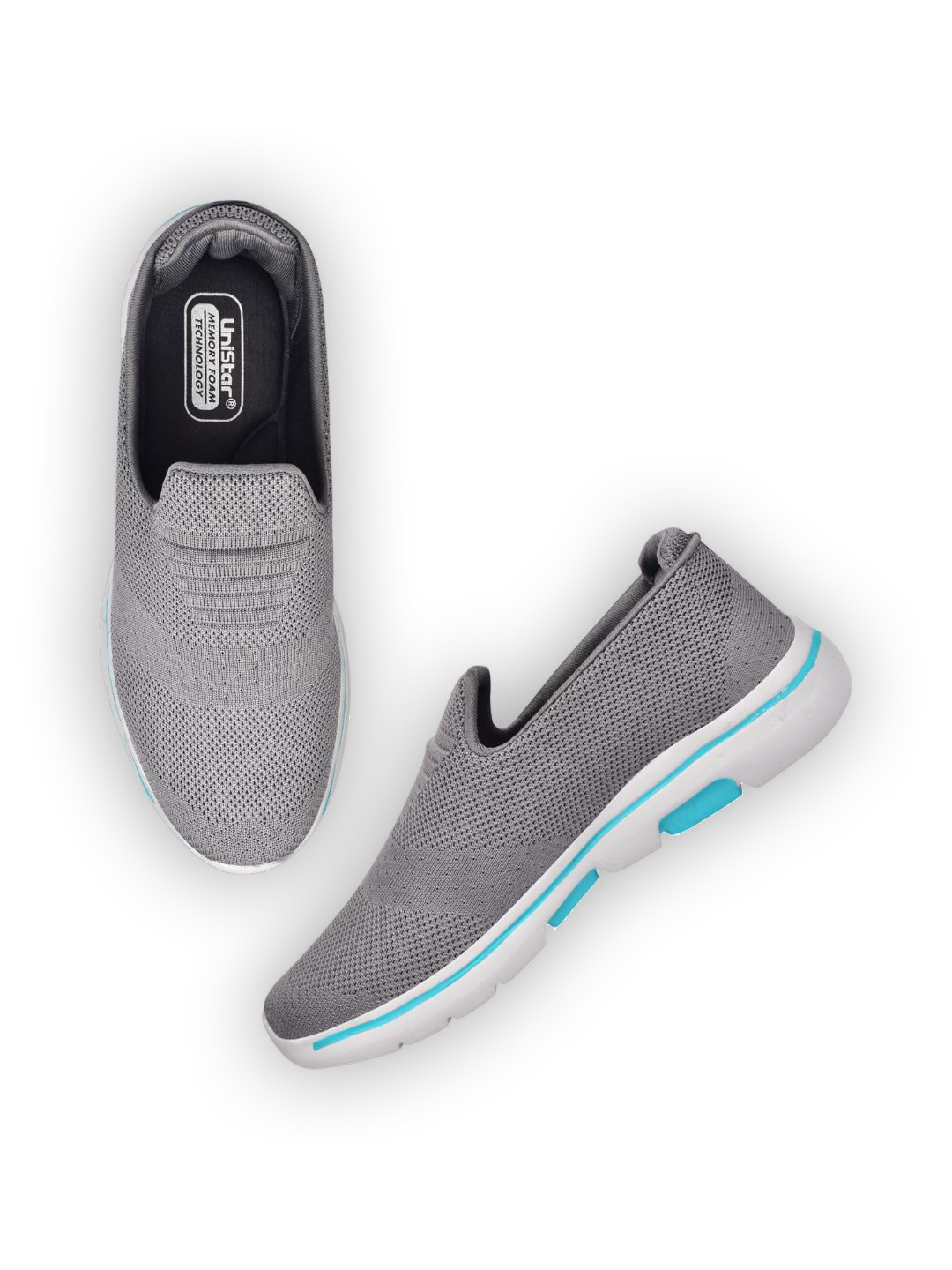 

UNISTAR Men Mesh Memory Foam Insole Non-Marking Walking Shoes, Grey