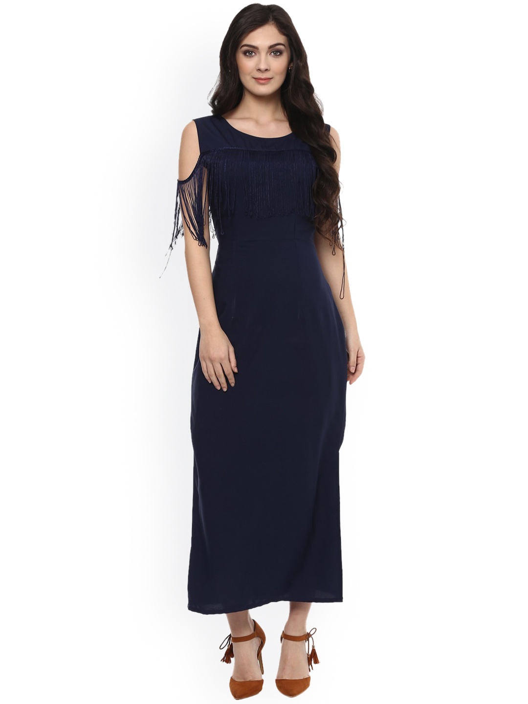 

Zima Leto Women Navy Blue Solid Maxi Dress
