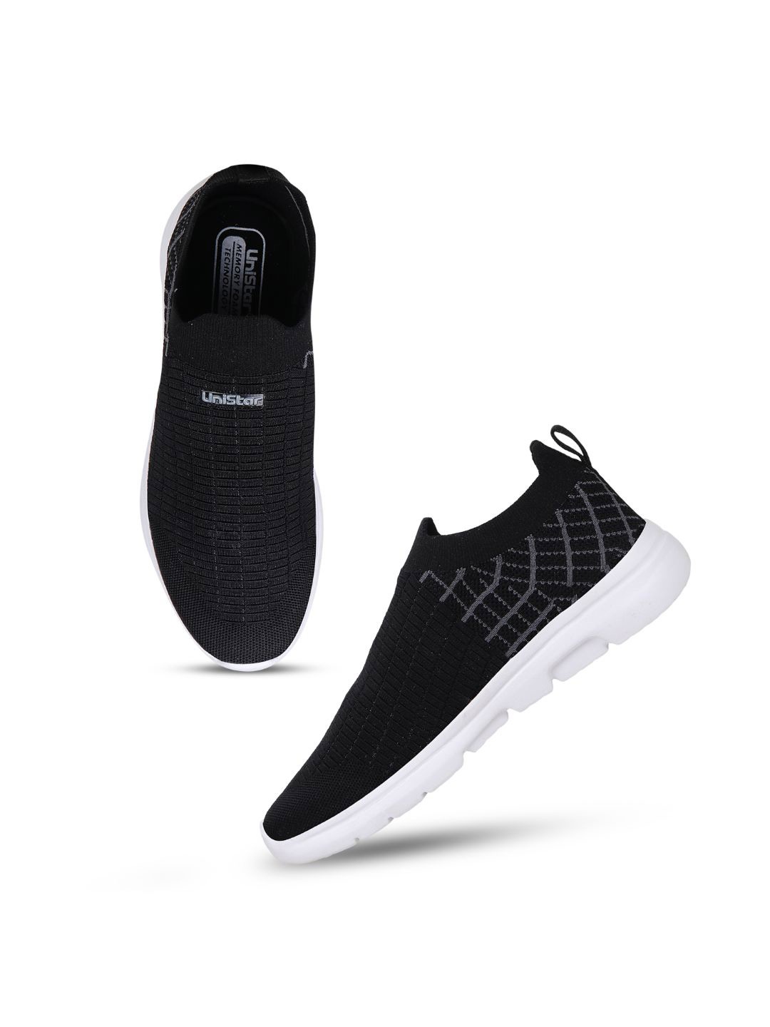 

UNISTAR Men Memory Foam Insole Walking Shoes, Black