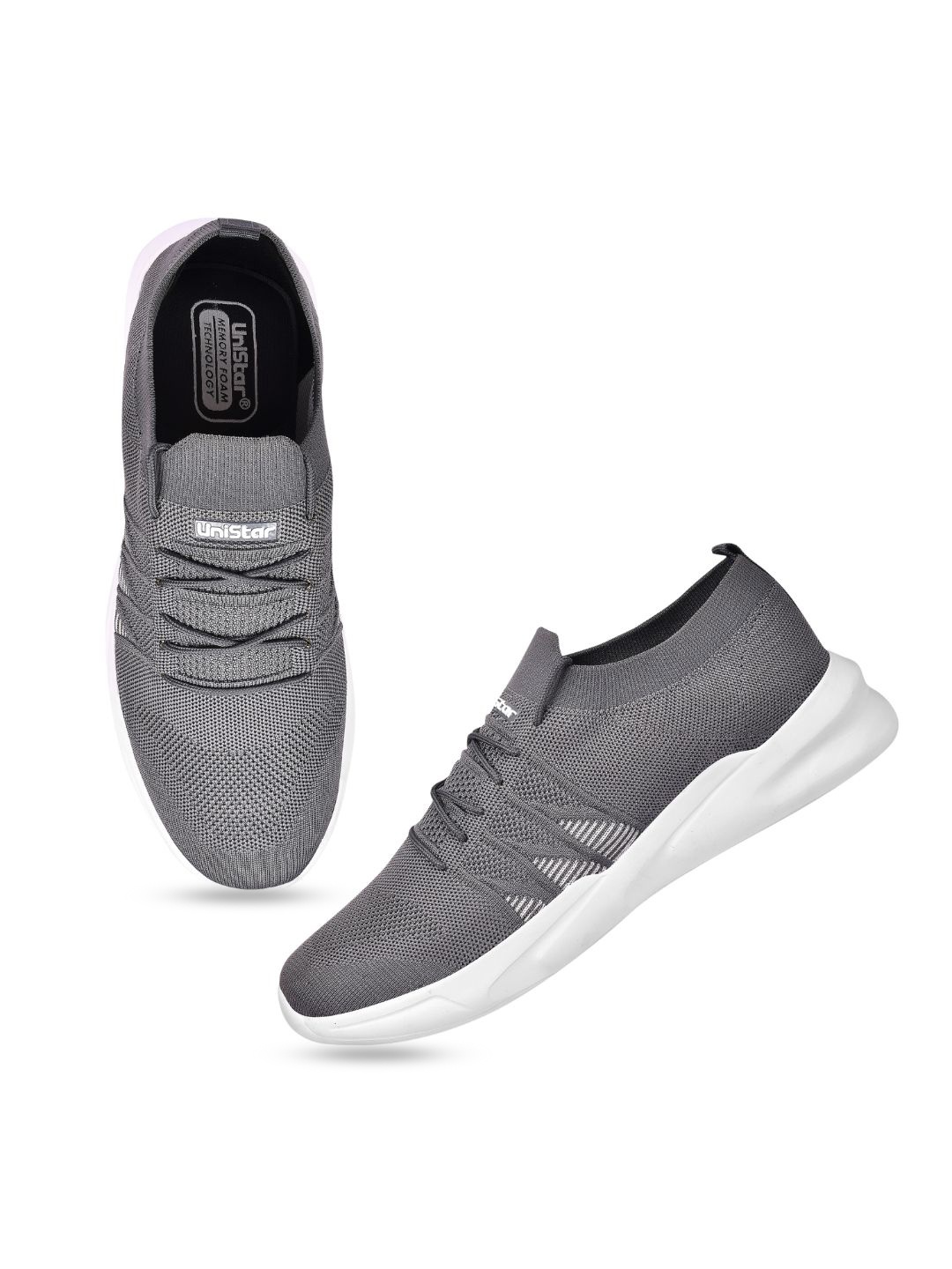 

UNISTAR Men Mesh Memory Foam Insole Non-Marking Running Shoes, Grey
