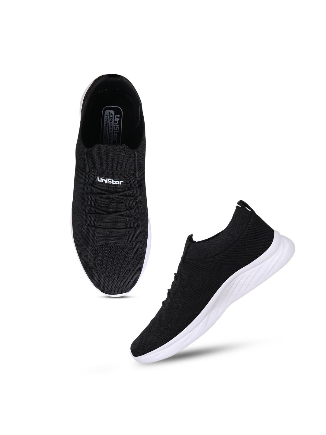 

UNISTAR Men Mesh Memory Foam Insole Non-Marking Running Shoes, Black