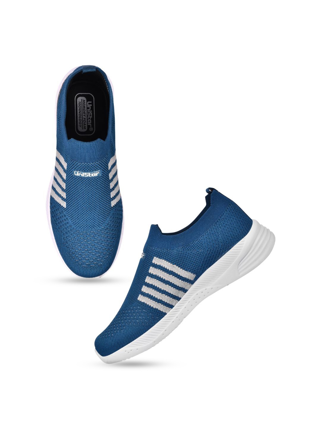 

UNISTAR Men Mesh Memory Foam Insole Non-Marking Walking Shoes, Blue