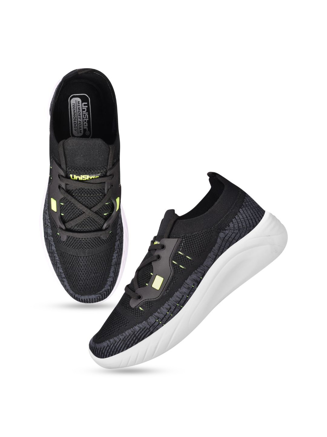 

UNISTAR Men Memory Foam Insole Running Shoes, Black