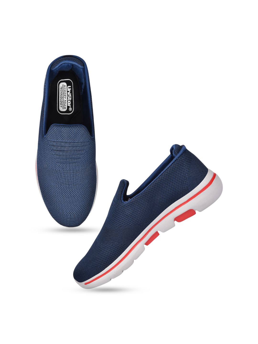 

UNISTAR Men Mesh Memory Foam Insole Non-Marking Walking Shoes, Navy blue