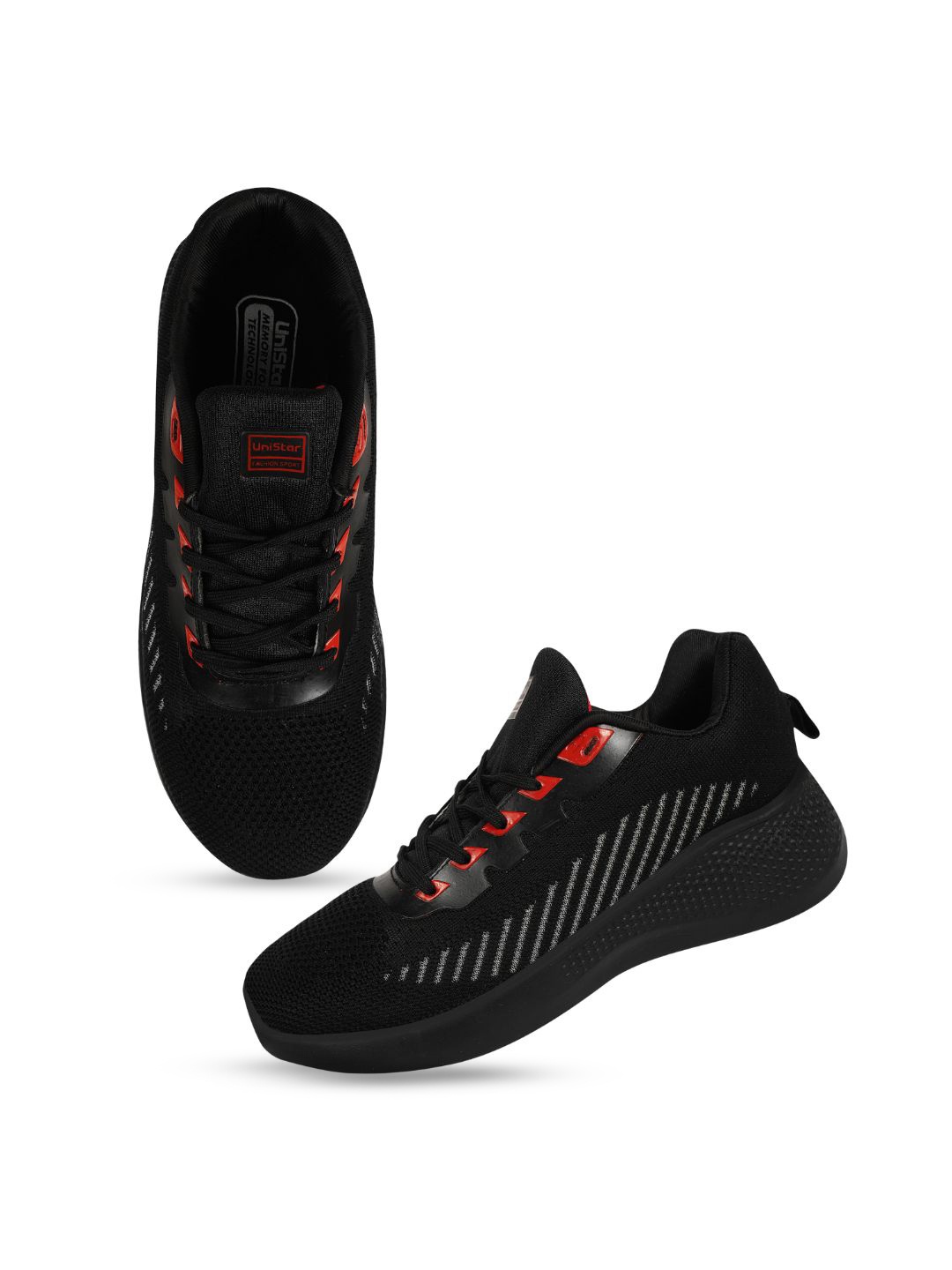 

UNISTAR Men Mesh Memory Foam Insole Non-Marking Walking Shoes, Black