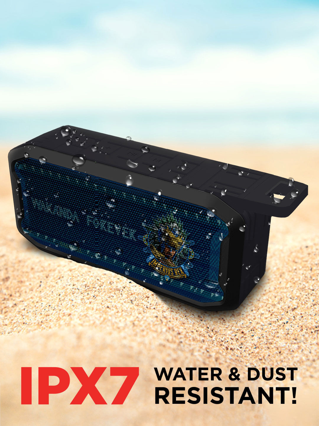 

macmerise Wakanda Forever Printed Imperius Rex Wireless Speaker With Bluetooth V5.0, Black