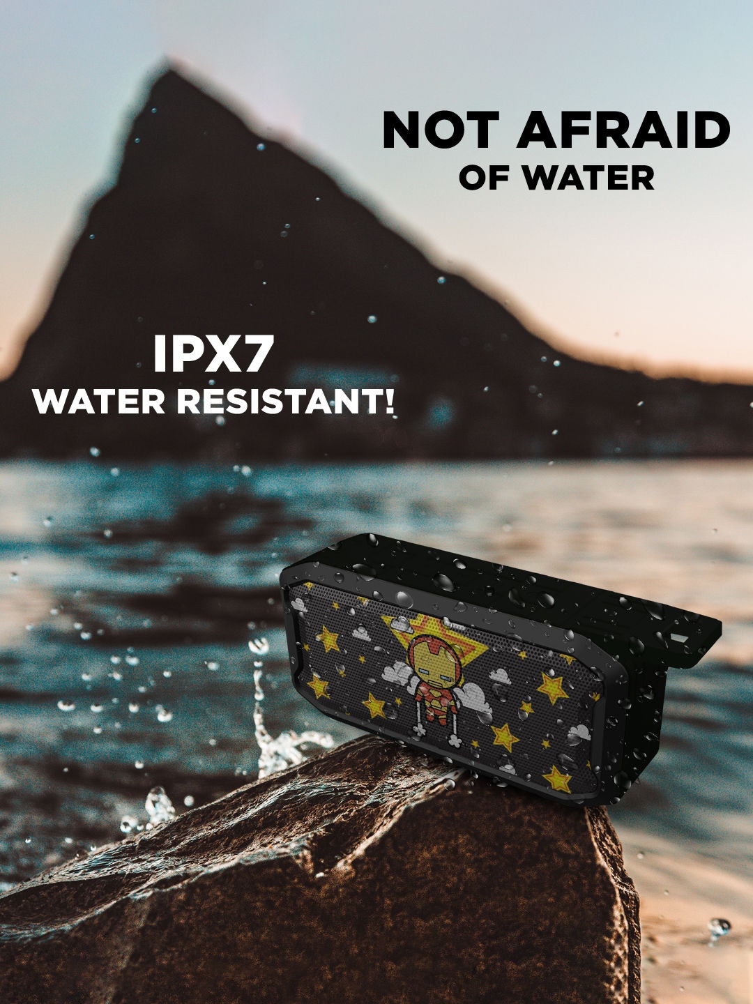 

macmerise Printed Wireless Speaker With Bluetooth V5.0, Black