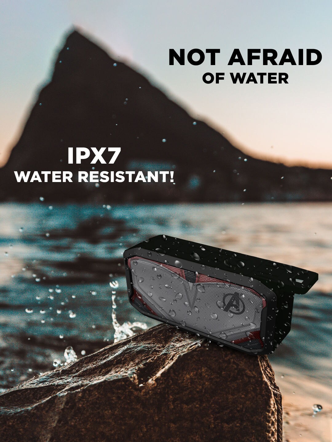 

macmerise Avengers Printed Waterproof Wireless Speaker With Bluetooth V5.0, Black