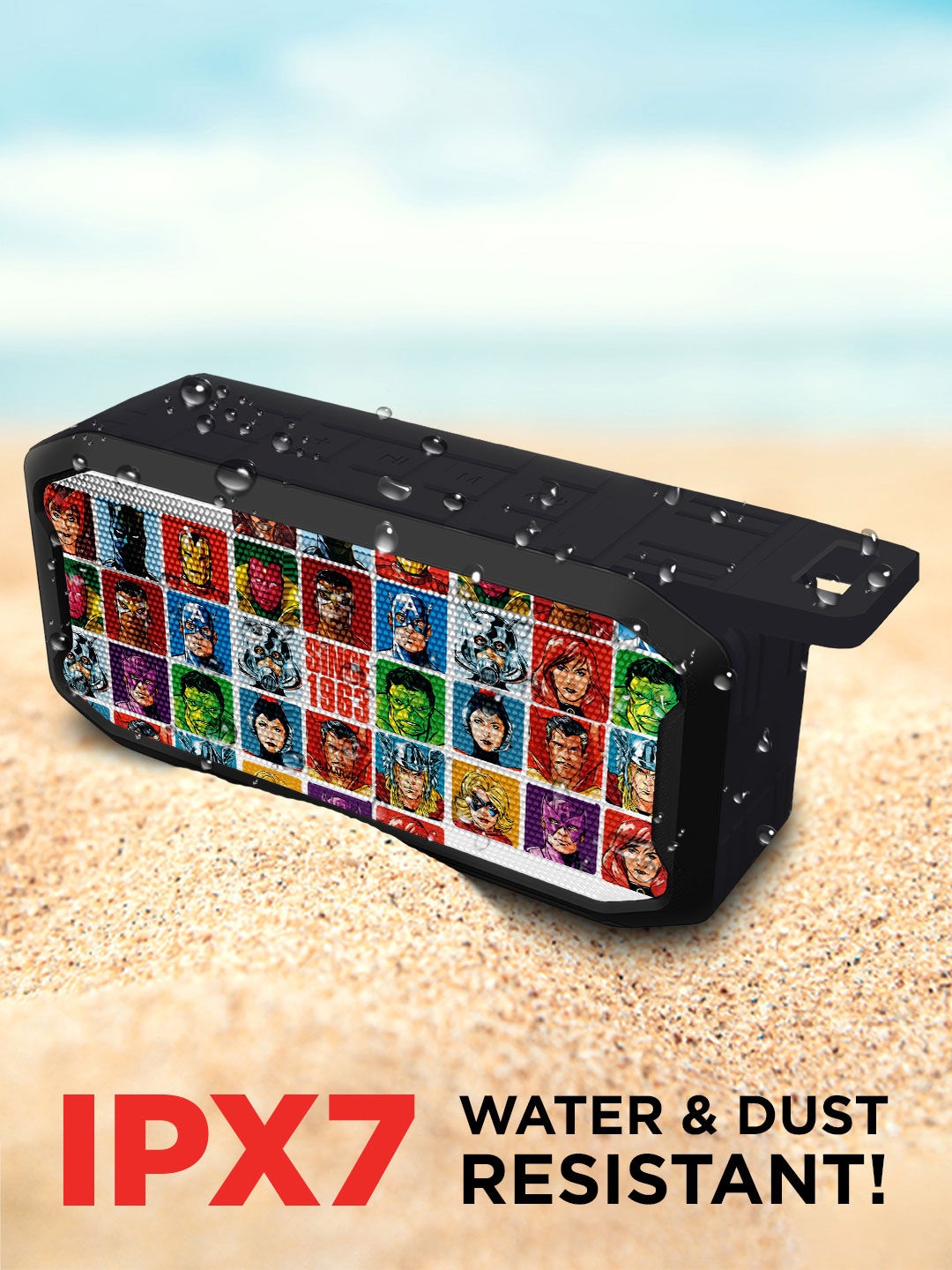 

macmerise Avengers Printed Wireless Speaker & Bluetooth V5.0, Black